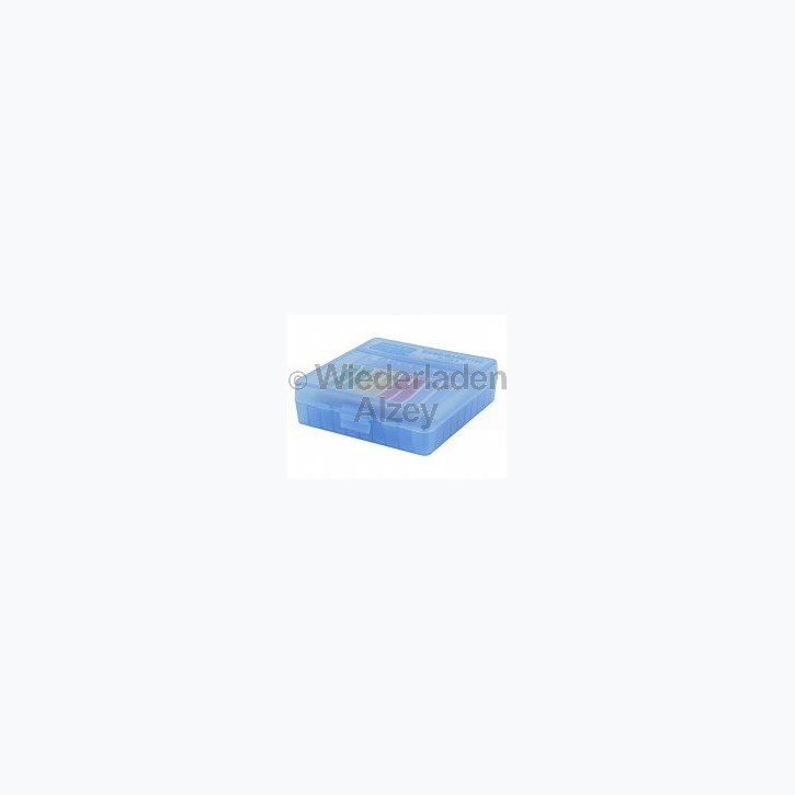 100er MTM Patronenbox, Klappdeckel, blau, 9 mm Para, MTM Art.-Nr.: P-100-9-24