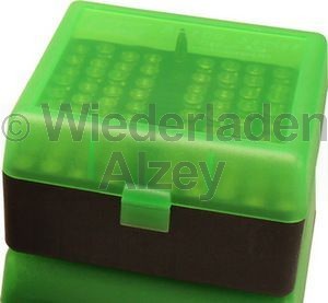 100er MTM Patronenbox, grün / schwarz, Größe RS für .17 / .222 / .223 ..., Art.-Nr.: RS-100-16T