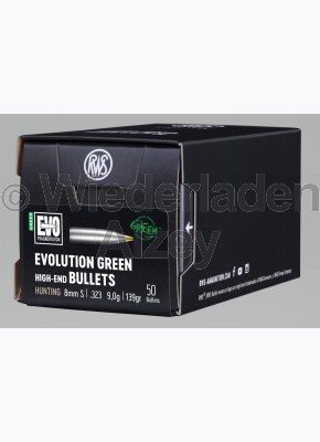 RWS Geschosse, .323, 139 grain bzw. 9,0 g, EVO Green, neutrale Verpackung