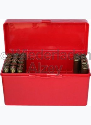 60er MTM Patronenbox mit Klappeckel, rot, Größe RL, für .25-06 / .270 Win., ..., Art.-Nr.: RL-60-30
