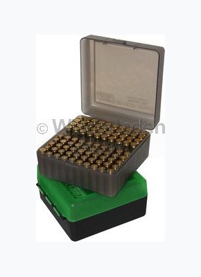 100er MTM Patronenbox, rauch-klar, Größe RM, Medium Rifle für .22 - .25, Art.-Nr.: RM-100-41