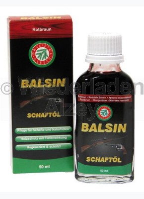 BALSIN Schaft- und Holzpflegeöl, Rotbraun, Flasche mit 50 ml Inhalt