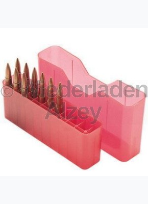 20er MTM Patronenbox, Stülpdeckel, rot, Größe RM, für .22-250, 6mm PPC, 7,62 x 39, ...