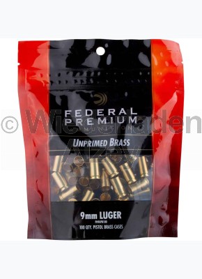 9 mm Para Federal Hülsen, bereits mit Federal 100, Small Pistol Zündhütchen gezündert, Art.-Nr.: UP9EP