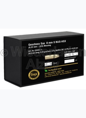 Sax Geschosse, .323, 128,1 grain, MJG-HSX, BLEIFREI, Sax Art.-Nr.: G0004.11